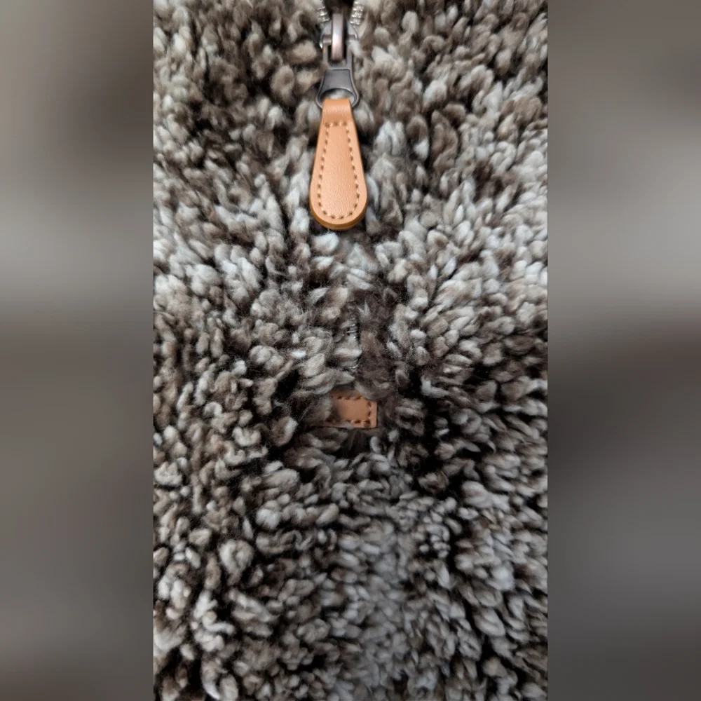 Simply Southern XXL Frosted Faux Fur Sherpa Quarter-Zip Pullover Jacket - Picture 3 of 9